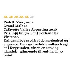 Malbec Gran Res. 2016, High Altitude Cafayate - Salta, Argentina